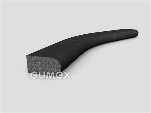 Mikroporézny profil tvaru "D", 12x24/R6mm, hustota 500kg/m3, EPDM, -30°C/+80°C, čierny